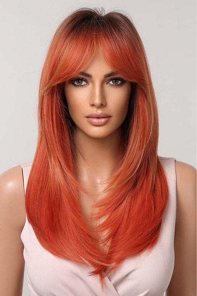 WildFashion Orange satin wig, long hair PER131C-100