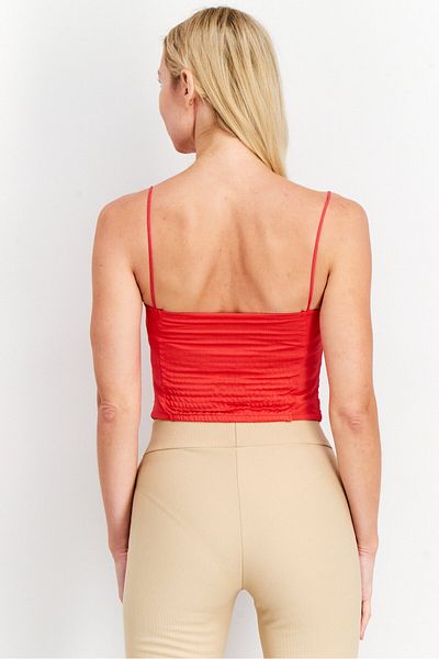 Sinsay Women Square Neck Sleeveless Plain Top, Pink
