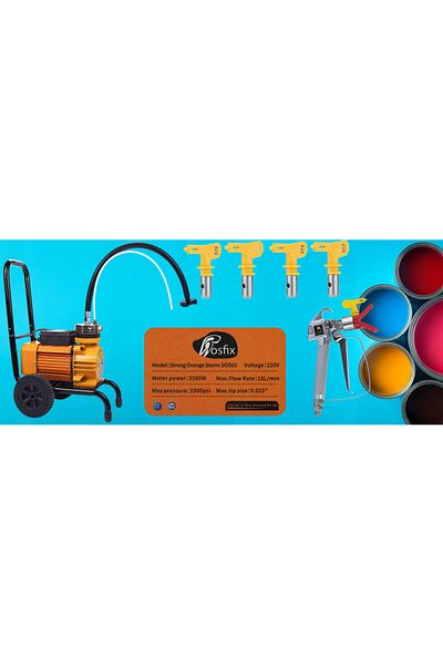 Rosfix Agregat malarski Strong Orange Storm SOS03 z wielkim zestawem akcesoriów malarskich PACK-MAX3