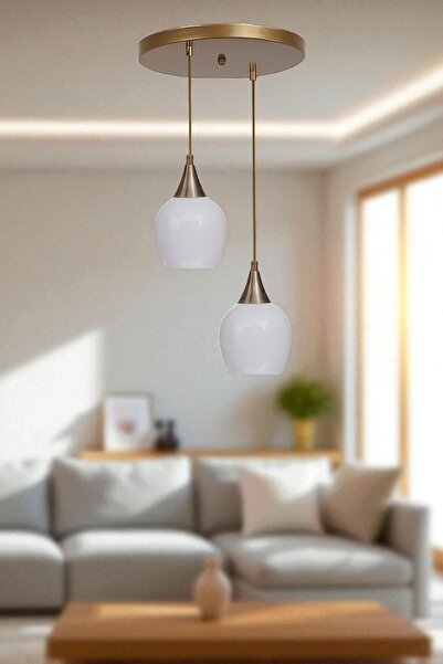 Lumexx ENZO 2 Lİ TEPSİLİ ESKİTME BEYAZ CAMLI SARKIT