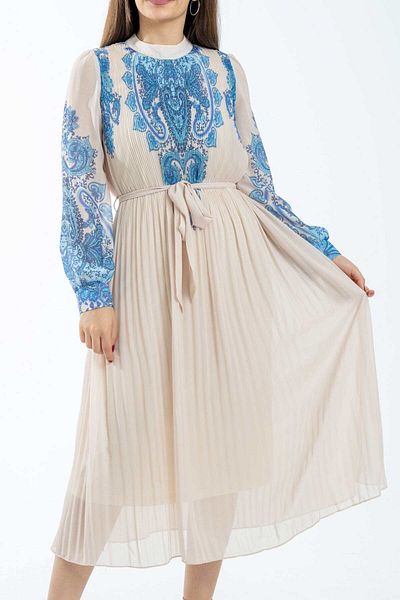 Nichii Long Sleeve Midi Dress with Waist Belt