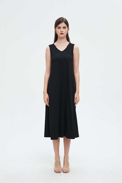 Nichii Women's Sleeveless Midi Dress with Pockets