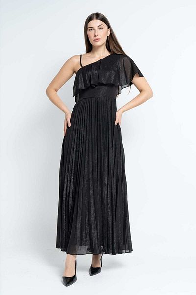Nichii Short Sleeve Off-Shoulder Maxi Dress with Shine