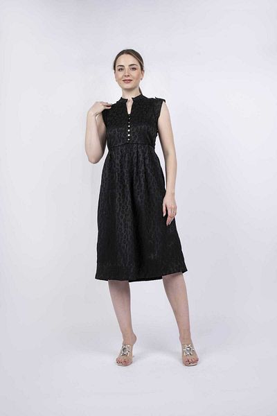 Nichii Button-Front Midi Cut Dress with Chest Opening