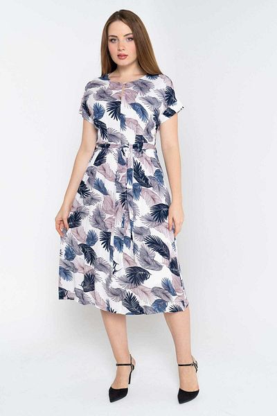 Nichii Short Sleeve Printed Midi Dress