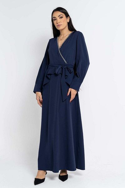 Nichii Embroidered Women's Long Sleeve Maxi Dress with Seven Slit