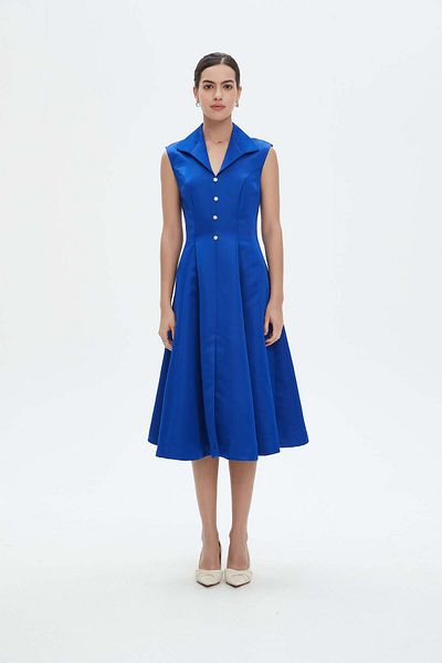 Nichii Women's Sleeveless Midi Dress with Front Buttons