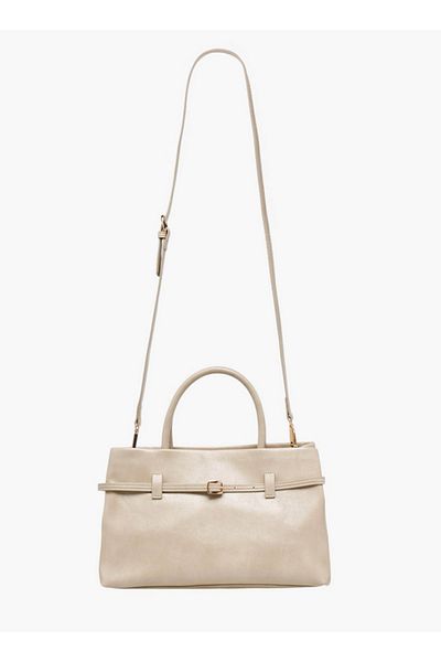 Flora Bella by Shoexpress Flora Bella Solid Tote Bag with Buckle Accent and Zip Closure