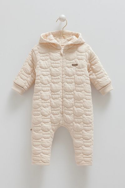 Caramell Quilted Baby Romper – Hooded Jumpsuit (1-12 Months)