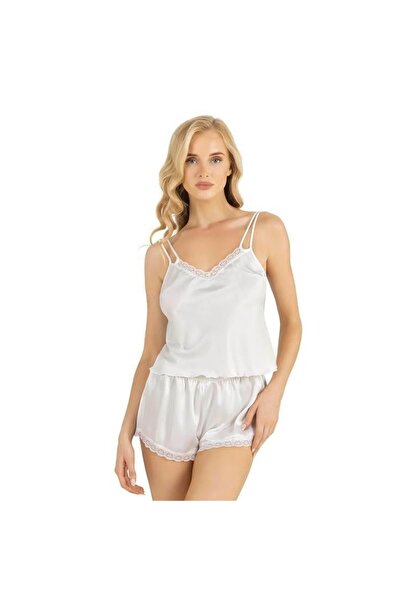 Narnuga Marsilyan- Ecru Satin Shorts Set 9210