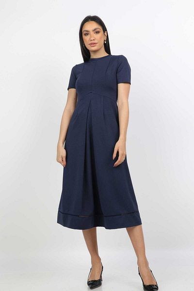 Nichii Solid Puff Midi Dress with Short Sleeves
