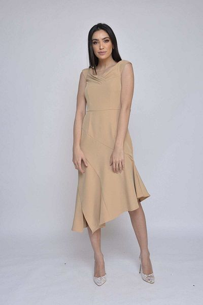 Nichii Classic Plain Polyester Midi Dress , No Sleeves