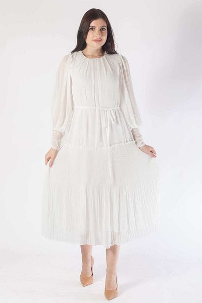Nichii Women's Long Sleeve Midi Dress with Tie