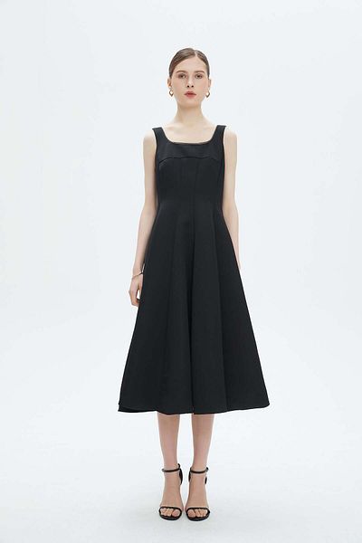 Nichii Embroidered Hem Sleeveless Midi Dress