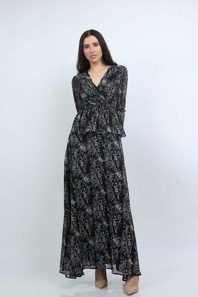 Nichii Women's Maxi Dress with Deep Neckline and Elastic Waist