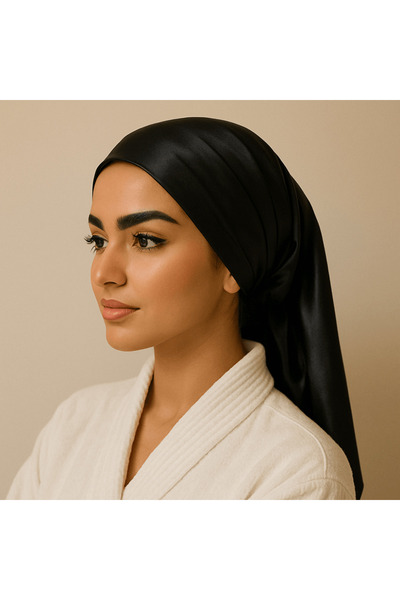 Wifi Store توربان حرير توت 100% - اسود