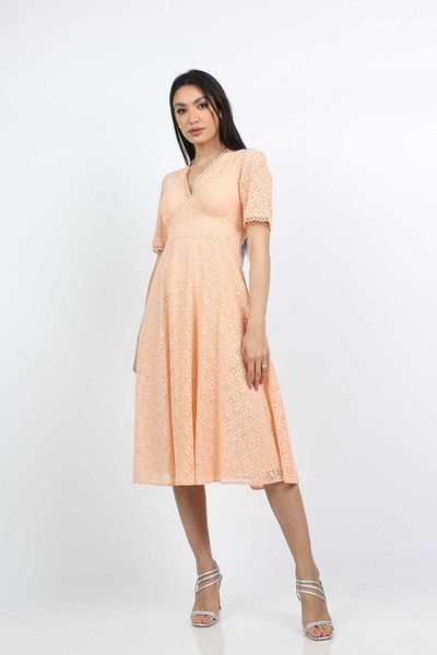Nichii Short-Sleeve Midi Dress with a Seven Collar