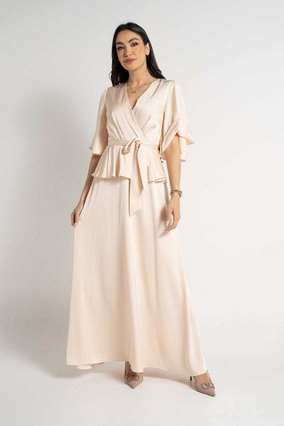 Nichii Short Sleeve Wrap Maxi Dress with Tie Waist