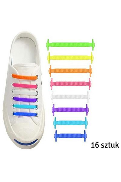 Aptel Silicone shoelaces, 16 pcs., multi-colored