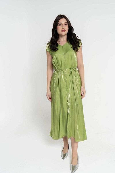 Nichii Short Sleeve Midi Dress with Front Buttons
