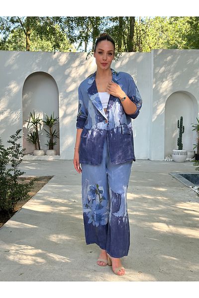 Butik Esra Kandemir Summer Linen Pants Jacket Set