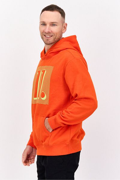 DRT Men Hooded Graphic Print Long Sleeve Sweatshirt, Orange