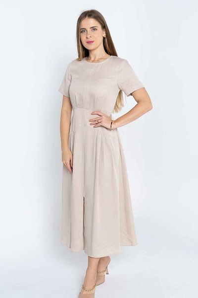 Nichii Women's Long Solid Midi Dress with Short Sleeves