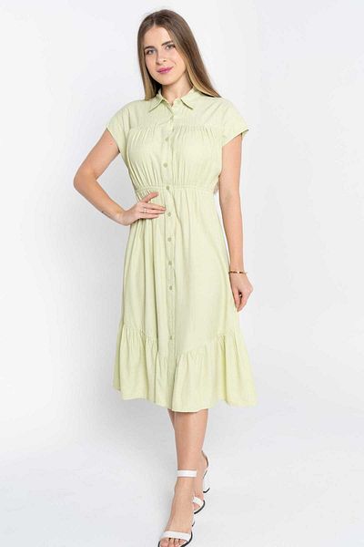 Nichii Short Sleeve Button-Front Shirt Midi Dress
