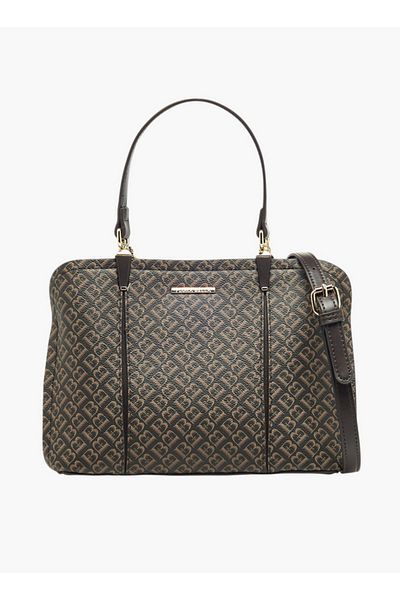 Flora Bella by Shoexpress Flora Bella Monogram Print Tote Bag with Detachable Strap and Zip Closure