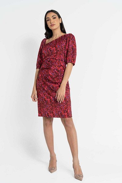 Nichii Knee-Length Short-Sleeve Tiger Print Dress