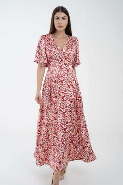 Nichii Women's Printed Maxi Dress with Wide Half-Sleeve and Keyhole Neckline