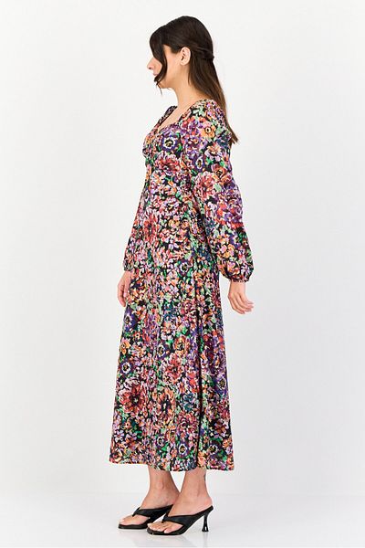 Another Sunday Women Floral Print Casual Midi Dress, Multicolor