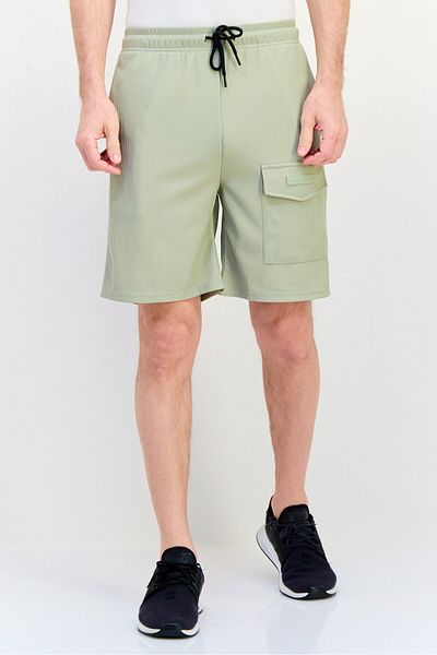 Core Elements Men Brand Logo Basic Shorts, Moss Grey