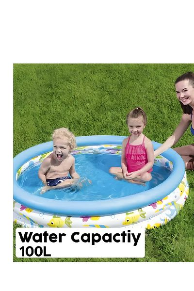 COOYA Inflatable Swimming Pool, Coral Kids Pool, 102cm x25cm (Blue)
