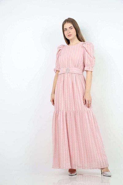 Nichii Ruffled Chiffon Maxi Dress with Belt