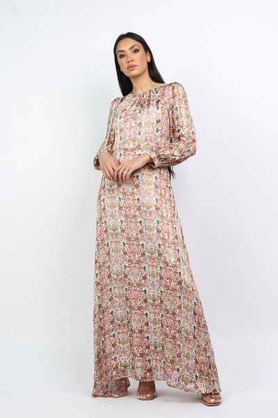 Nichii Long Floral Dress with Long Wide Sleeves