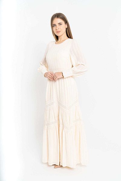 Nichii Long Ribbed Fitted Solid Dress with Long Sleeves