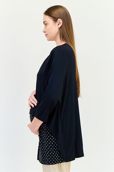 Blooming Marvelous Maternity Round Neck 3/4 Sleeves Allover Print Tunic Top, Multicolor