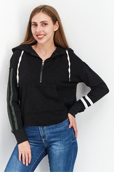 Nphilanthropy Women Hooded Solid Sweatshirt, Black