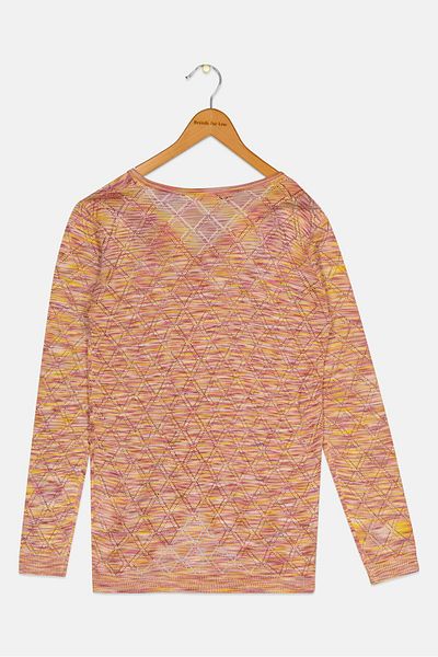 Steve Madden Kids Girl V-Neck Long Sleeves Textured Top, Multicolor