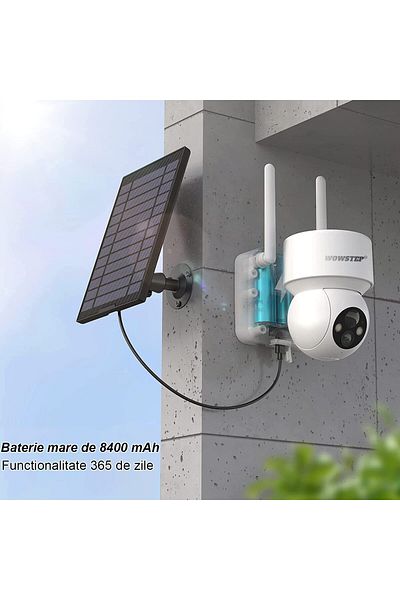 WowStep Surveillance Camera, 3MP, 2K, Indoor/Outdoor, Solar, Human Detection, 360°, 32 GB Card