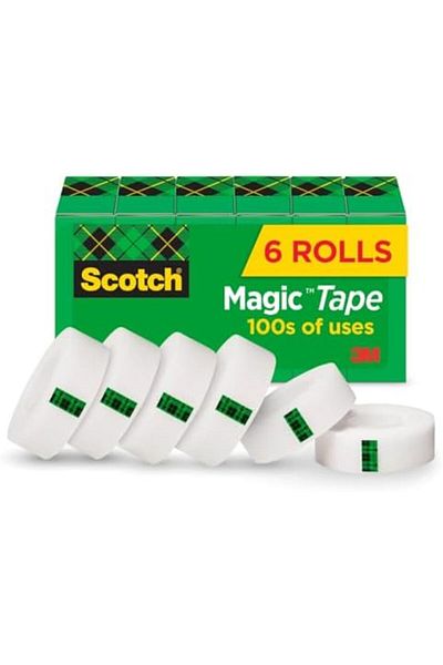 Scotch Magic Tape, 6 rolls, numerous applications, invisible, engineered for repairing