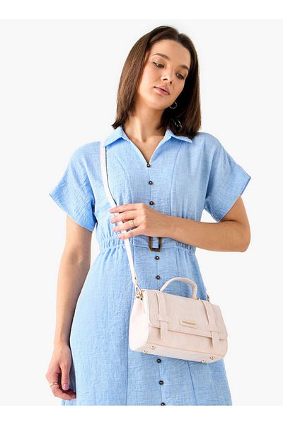 Flora Bella by Shoexpress Flora Bella Textured Crossbody Bag with Detachable Strap and Flap Closure