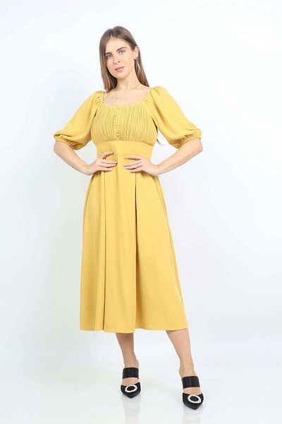 Nichii Embroidered Waist Midi Dress with Short Sleeves