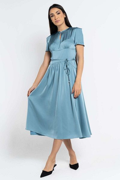 Nichii Soft Midi Dress with Short Sleeves and Open Front