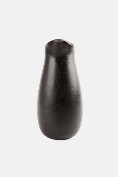 RAW Crafted Concept Solid Stoneware Decorative Flower Vase, Black