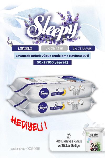 Sleepy 2 Lavender Baby Body Cleansing Wipes 50's and Rosie Cotton