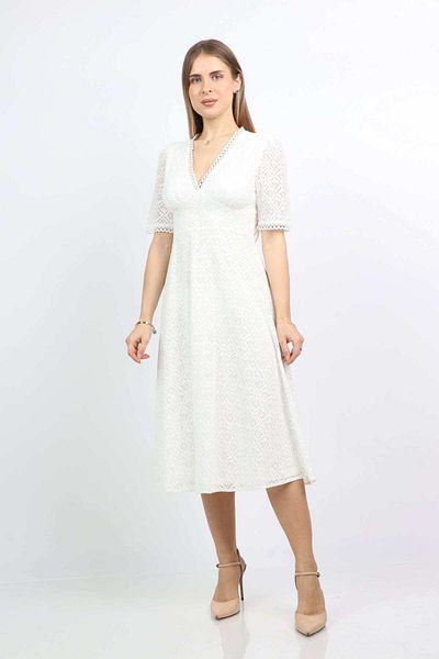 Nichii Short-Sleeve Midi Dress with a Seven Collar
