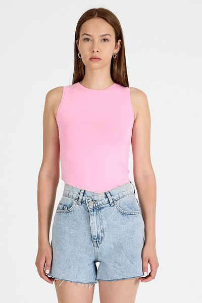 Rays Pink Crew Neck Sleeveless Slim Fit Undershirt 1663
