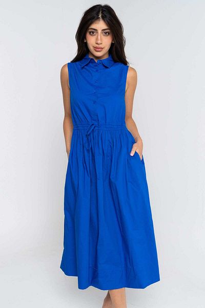 Nichii Sleeveless Midi Dress with Button Front